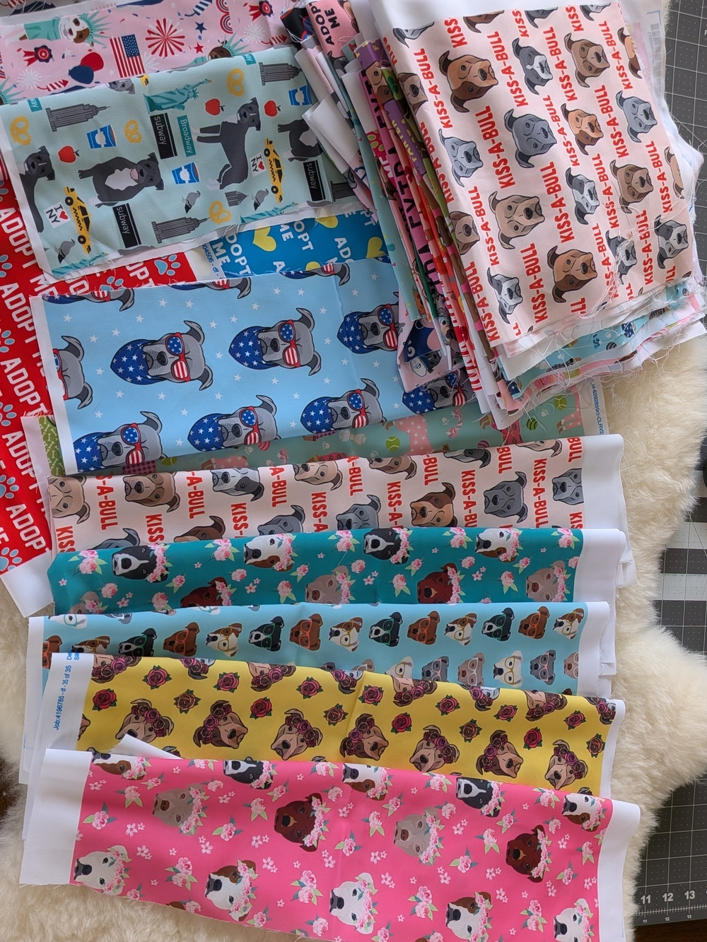 PITBULL DOG BULLY RESCUE Fabric Quilting Craft Scraps Lot Bundle